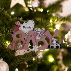 Personalized baby Pink Christmas Ornament