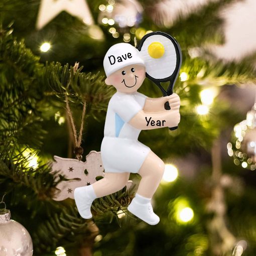 Personalized Tennis Guy Christmas Ornament