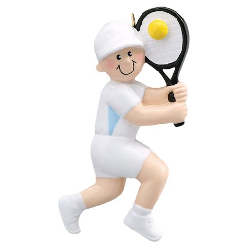 Tennis Guy Personalized Christmas Ornament - Blank