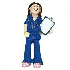 Scrubs Blue Girl Personalized Christmas Ornament - Blank
