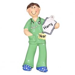 Scrubs Medical Guy Personalized Christmas Ornament