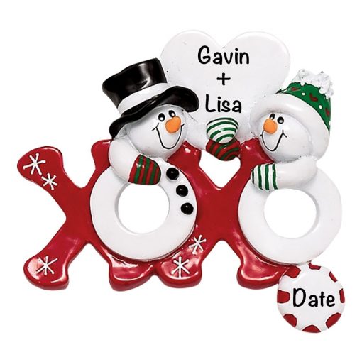 Hugs and Kisses Couple Personalized Christmas Ornament