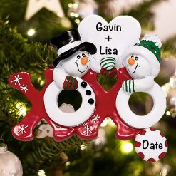 Personalized XOXO Snowmen Christmas Ornament