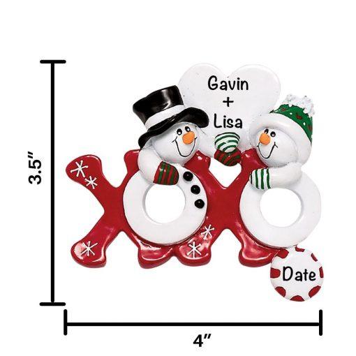 XOXO Snowmen Personalized Christmas Ornament