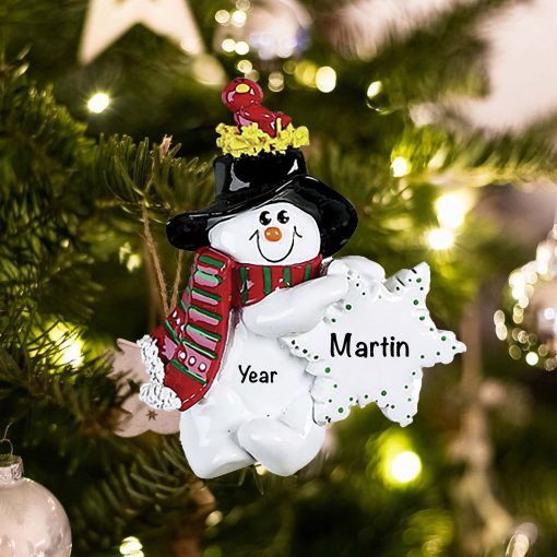 Personalized Snowman Birdsnest Christmas Ornament