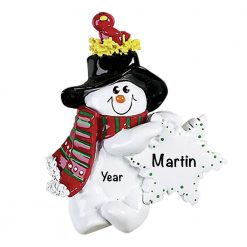 Snowman Birdsnest Personalized Christmas Ornament