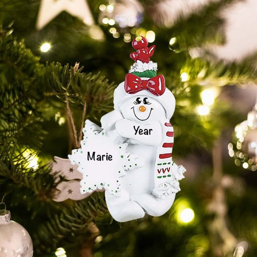 Personalized Snowwoman Birdsnest Christmas Ornament