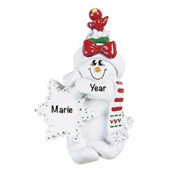 Snowman Woman Birdsnest Personalized Christmas Ornament