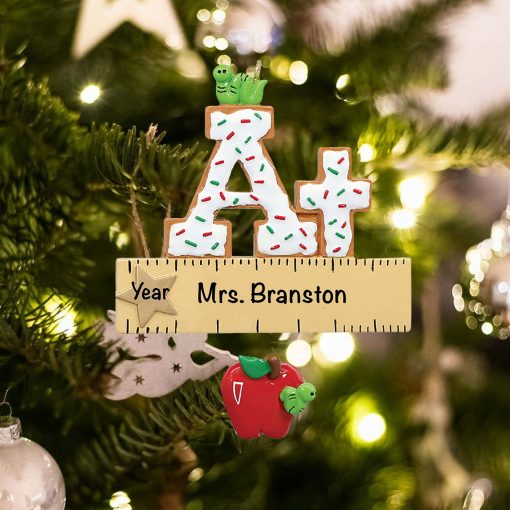 Personalized A+ Teacher Christmas Ornament
