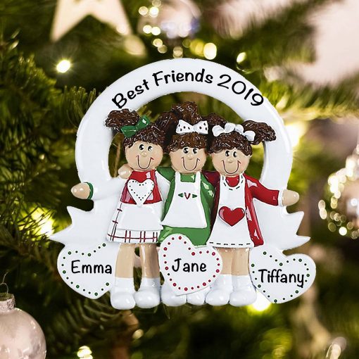 Personalized Best Friends Sisters 3 Christmas Ornament