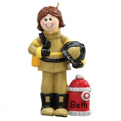 Fire Fighter woman Personalized Christmas Ornament