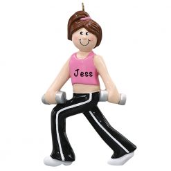 Fitness Gym Girl Personalized Christmas Ornament