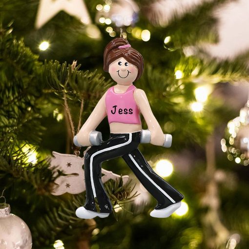 Personalized Fitness Gym Girl Christmas Ornament