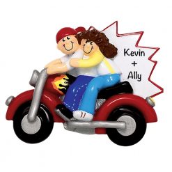 Motorcycle Couple Personalized Christmas Ornament
