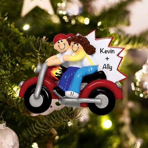 Personalized Motorcycle Couple Christmas Ornament