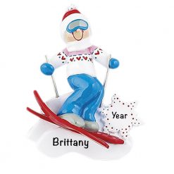 Ski Girl Moguls Personalized Christmas Ornament