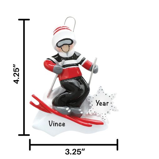 Guy Skier Personalized Christmas Ornament