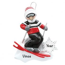 Skiing Guy Personalized Christmas Ornament