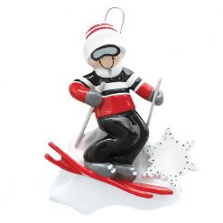 Skiing Guy Personalized Christmas Ornament - Blank