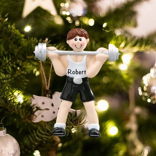Personalized Weightlifter Christmas Ornament