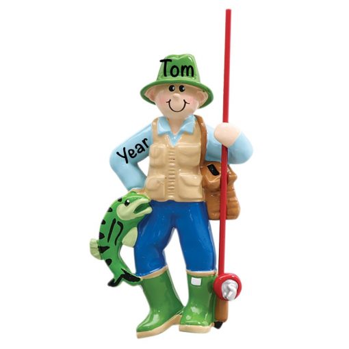 Fly Fishing Guy Personalized Christmas Ornament