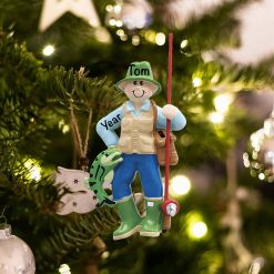 Personalized Fly Fishing Guy Christmas Ornament