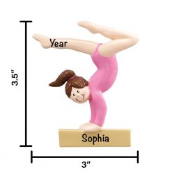 Gymnast on Beam Brown Personalized Christmas Ornament