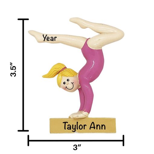 Gymnast on Beam Blonde Personalized Christmas Ornament