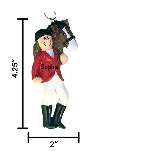 Girl with Horse Brown Personalized Christmas Ornament