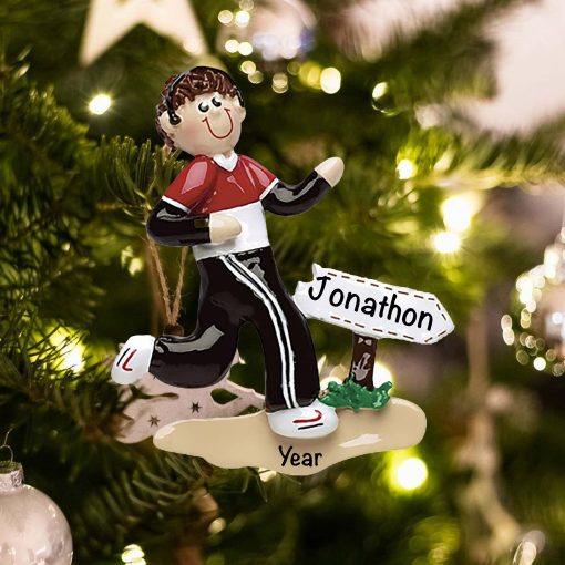 Personalized Runner Guy Christmas Ornament
