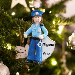Personalized Policewoman Christmas Ornament