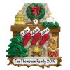 Fireplace Stockings Family of 3 Personalized Christmas Ornament