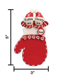Red Mitten Family of 2 Personalized Christmas Ornament