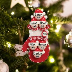 Personalized Red Mitten Family of 6 Christmas Ornament
