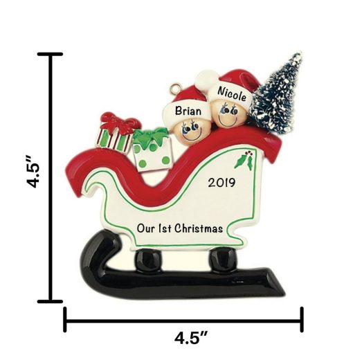 Sleigh Couple Personalized Christmas Ornament