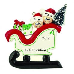 Sleigh Family of 2 Personalized Christmas Ornament