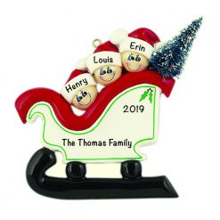 Sleigh Family of 3 Personalized Christmas Ornament