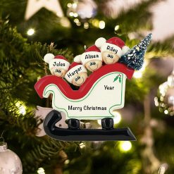 Personalized Sleigh Family of 4 Christmas Ornament