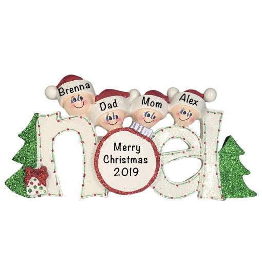Noel Family of 4 Personalized Christmas Ornament