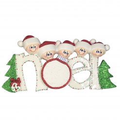 Noel Family of 5 Personalized Christmas Ornament - Blank