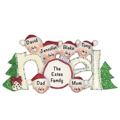 Noel Family of 6 Personalized Christmas Ornament