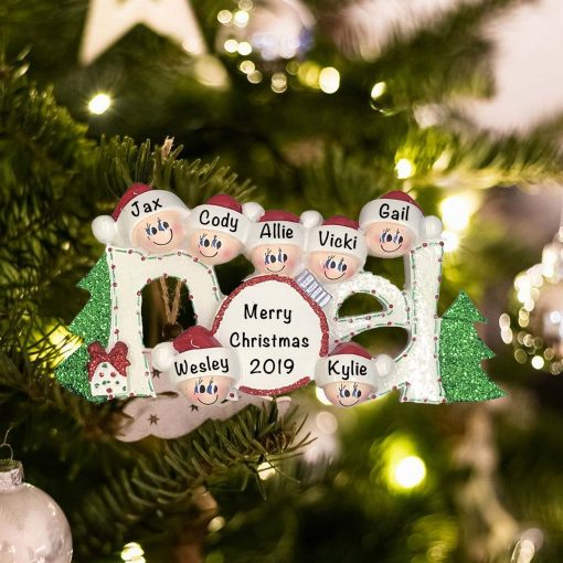 Personalized Noel Family of 7 Christmas Ornament