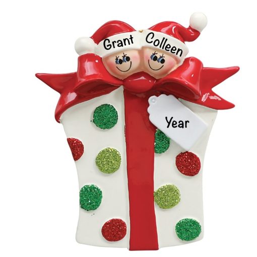 Gift Box Couple personalized Christmas Ornament