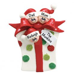 Gift Family of 3 Personalized Christmas Ornament
