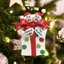 Personalized Gift Box Family of 3 Christmas Ornament