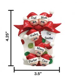 Gift Box Family of 6 Personalized Christmas Ornament