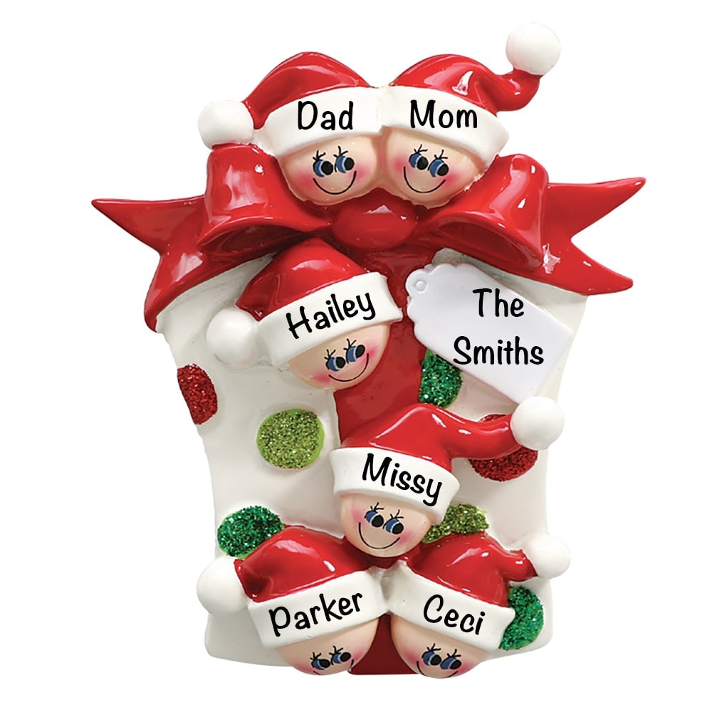 Gift Box Family of 6 Personalized Ornament FREE
