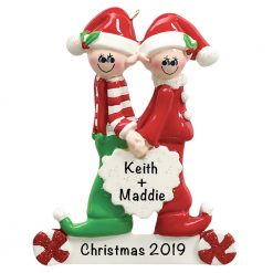 Santa Helper Couple Personalized Christmas Ornament