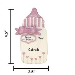 Pink Baby Bottle Personalized Christmas Ornament