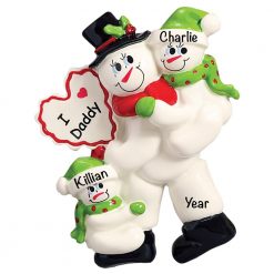 I Love Daddy with 2 Children Personalized Christmas Ornament